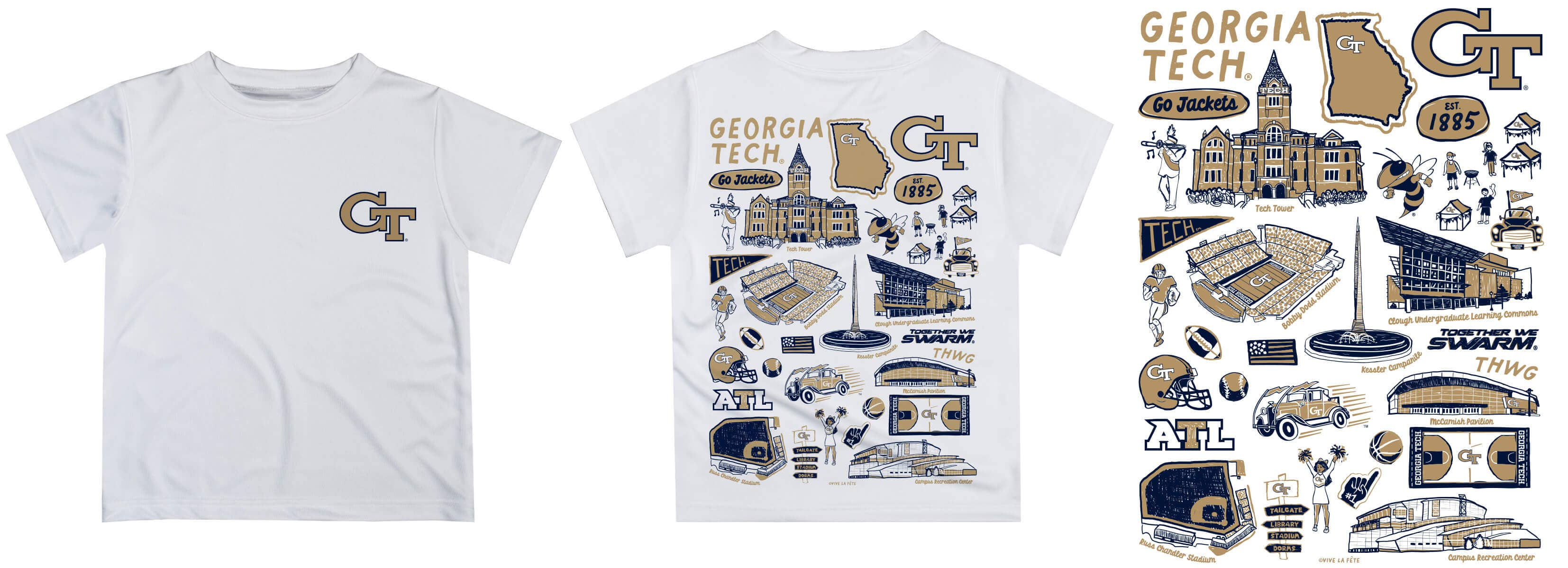 Vive La Fete - Wholesale Screen Printed T-Shirt - Kids - Georgia Tech Yellow Hand Sketched Impressions Boys T-Shirt7