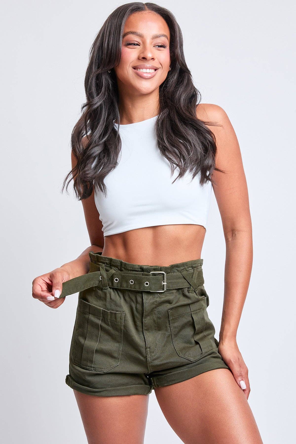 Dkoli Women's Belted Paperbag Waist Shorts-S292689 for wholesale on Faire6