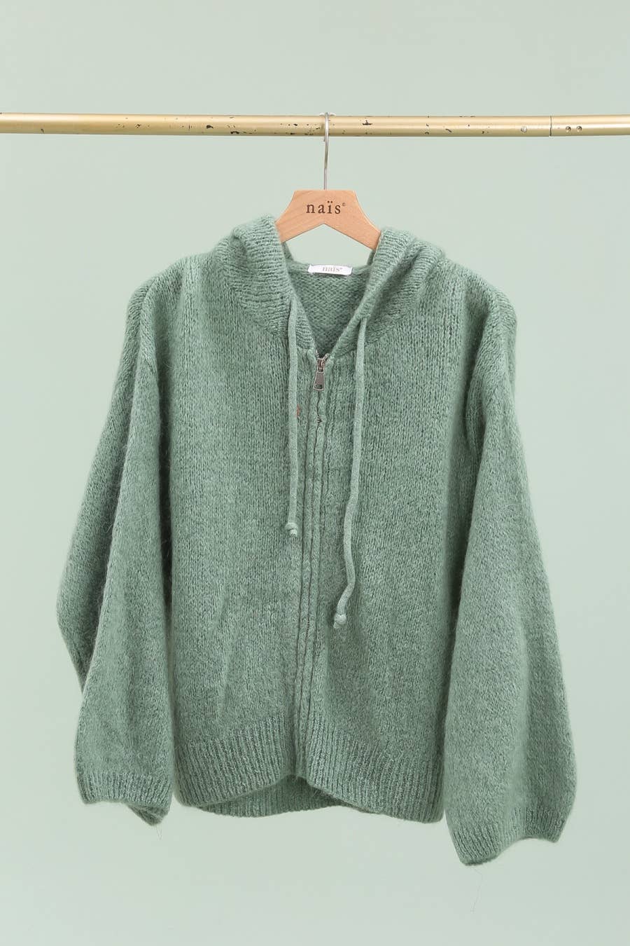 NAÏS PARIS - Vendita all'ingrosso Cardigan - Donna - Cardigan con cappuccio e zip in mohair e lana10