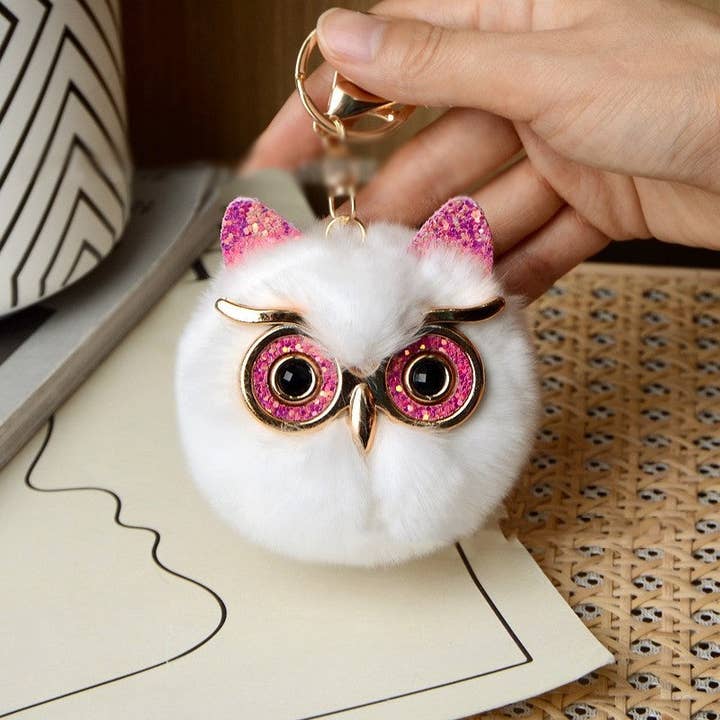 FurDecoration - Wholesale Keychain – Women's - Adorable Rex Rabbit Fur Owl Keychain9