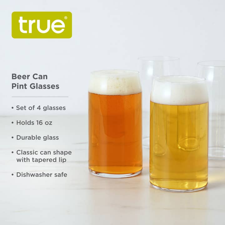 TRUE - Wholesale Beer Glass/Mug - Glass Beer Can Shaped Pint Glasses Set of 44