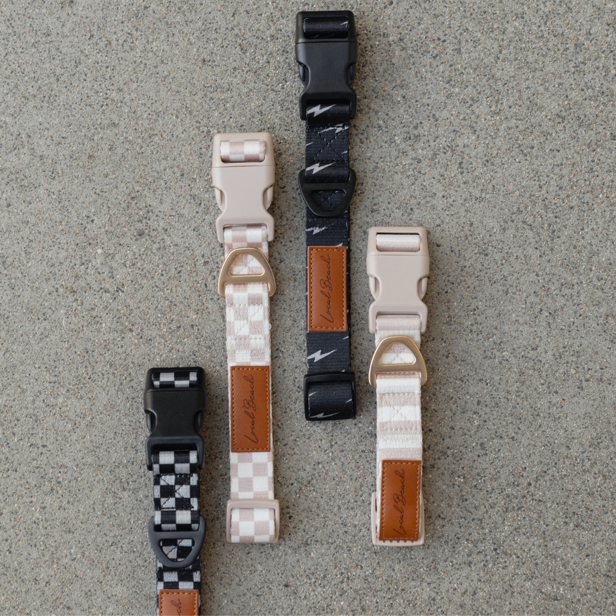 Local Beach Lightning Bolt Adjustable Dog Collar Black for wholesale on Faire1