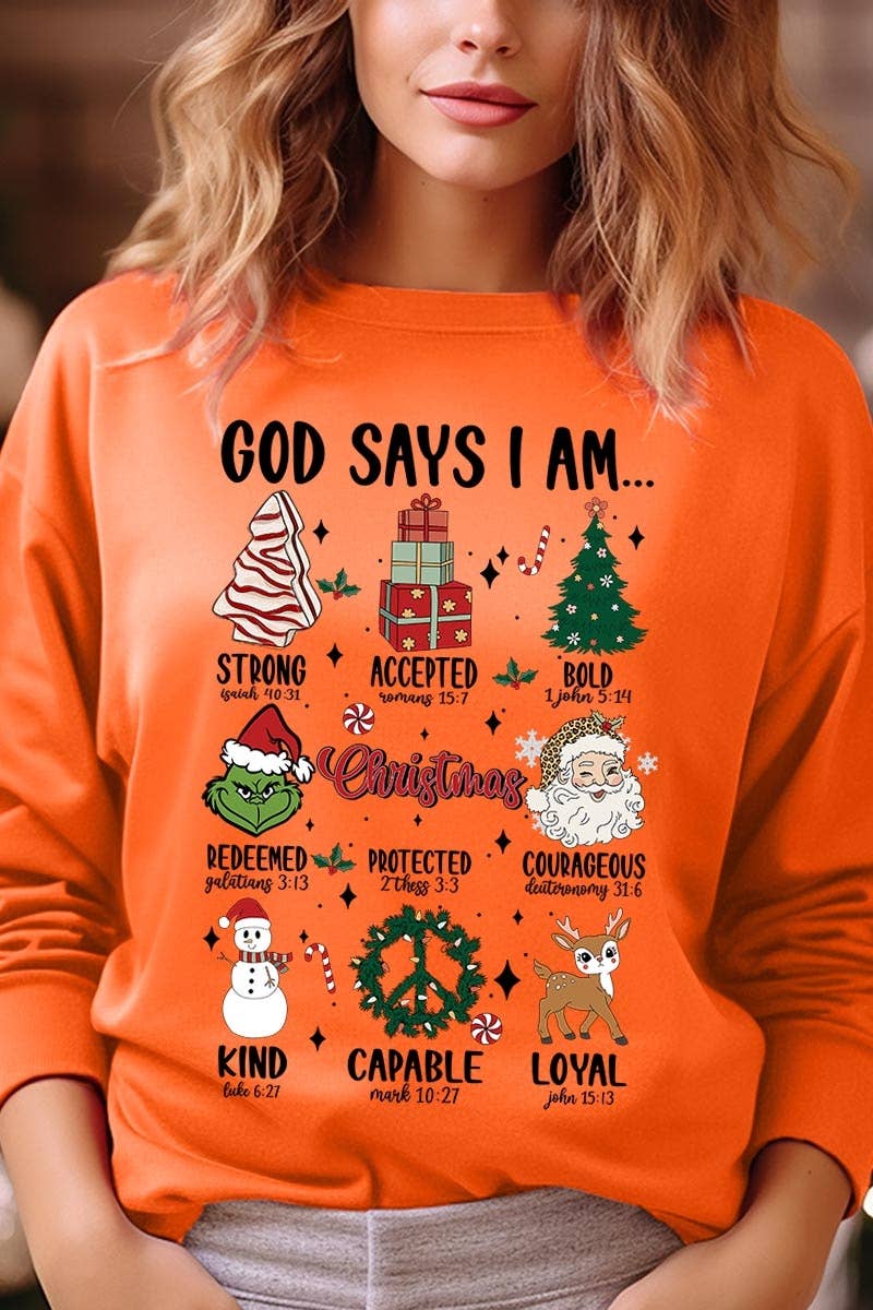COLORBEAR - Wholesale T-Shirt (Graphic) - Unisex - God Says I Am Christmas Graphic Fleece Sweatshirts3