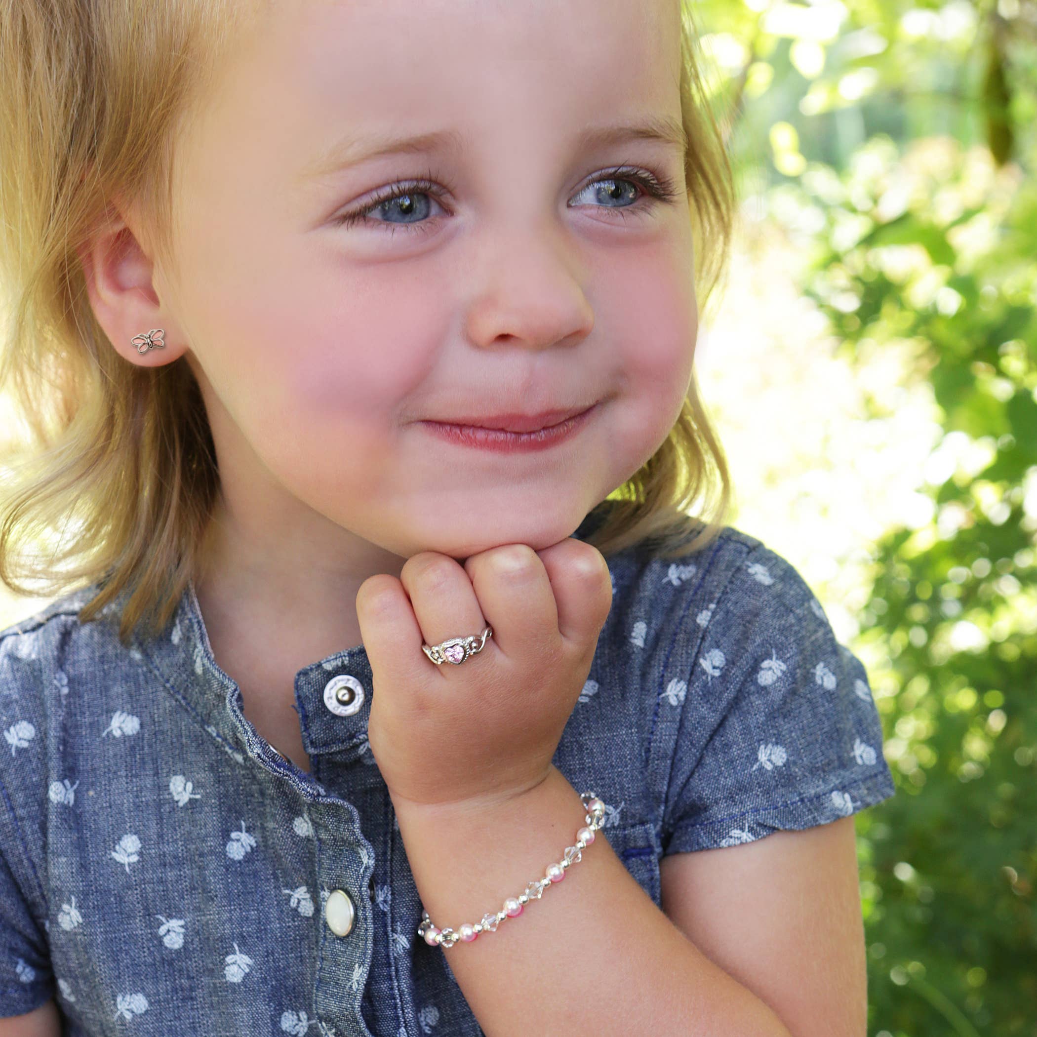 Cherished Moments – brincos - Crianças por atacado – Brincos de borboleta rosa com rosca para meninas em prata esterlina2