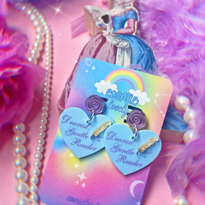 Cosmic lovely - Wholesale Dangle Earrings - Dearest Gentle Reader Heart Earrings 1
