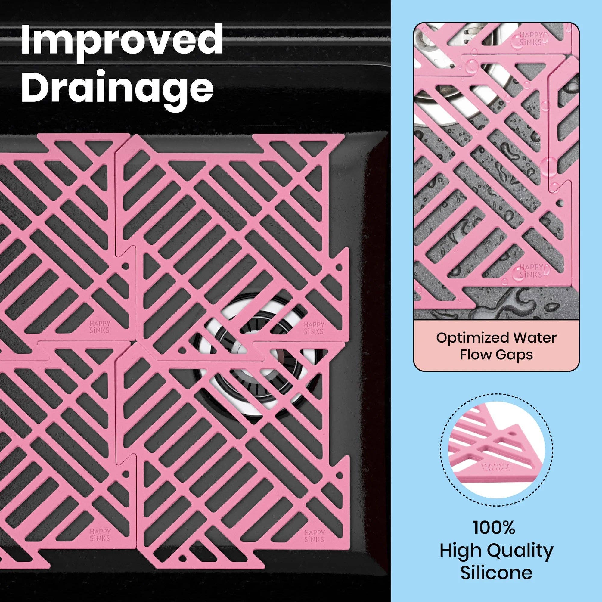 HAPPY SiNKS - Wholesale Sink Strainer/Stopper - Kitchen Sink Mat - Silicone22