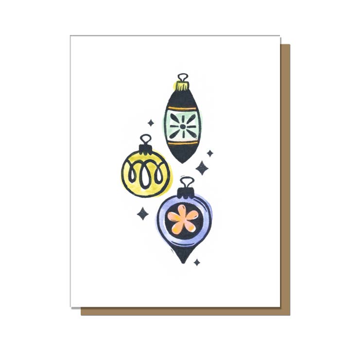 Carte de vœux vintage avec décorations de Noël pour la vente par cheeky beak