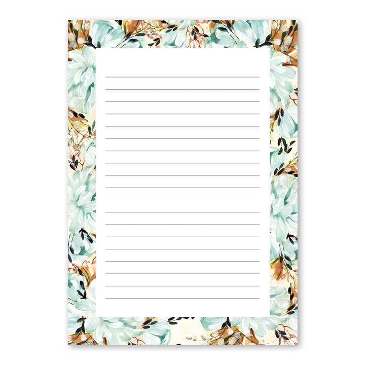 Notepad - floral pattern, A5, lined, blue peony for wholesale by Emadam - Art & Design