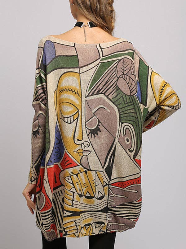 UZ Wholesale Store – wholesale Tunic sweater – Women’s – Figure Printed Long Sleeves Loose Boat Neck Knitwear13