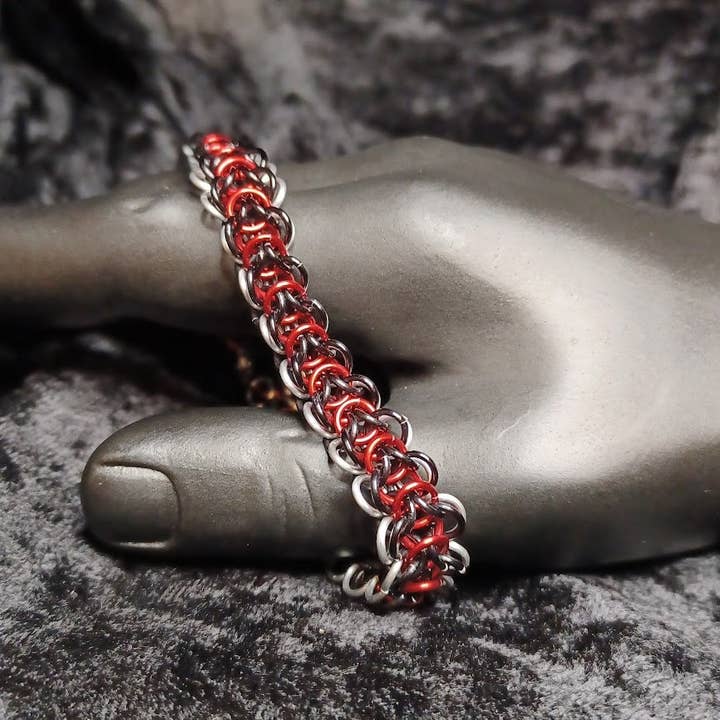 Black Red Silver Elfweave - Anodized Aluminum - Classic - Unisex - Fantasy - Pride - Bold for wholesale by Hole in the Ground Creations