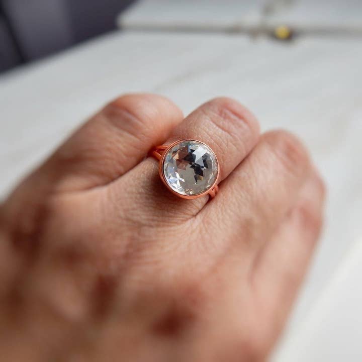 Love Your Bling® - Wholesale Single Stone/Solitaire Ring - Clear crystal ring on rose gold2
