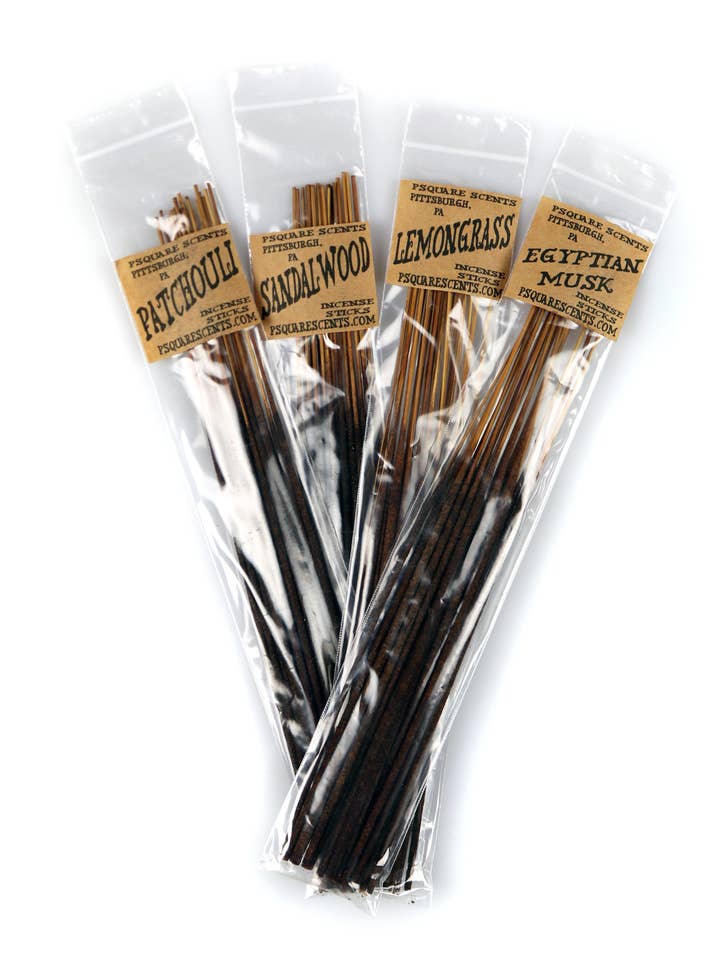 20 STICKS PER BAG - Incense Sticks M to Z, Hand Dipped for wholesale by PSquare Scents llc