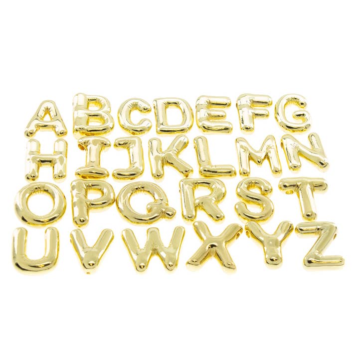 Jewel Pledge - Wholesale Individual Charm/Pendant - Gold or Silver Alphabet Balloon Bubble Charms CPG416
2