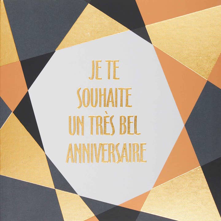 Draeger Paris - Wholesale Anniversary Card - Black & gold card - I wish you a very happy birthday