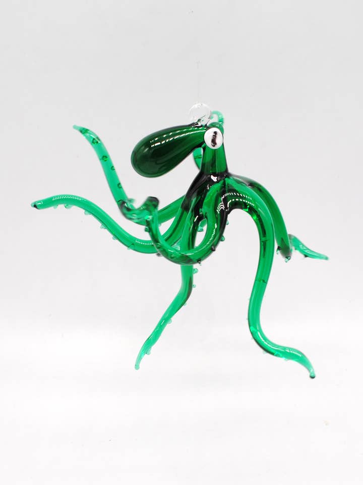 Poulpe Suspendu - Toujours Vert pour la vente par WGK Glass Art Inc