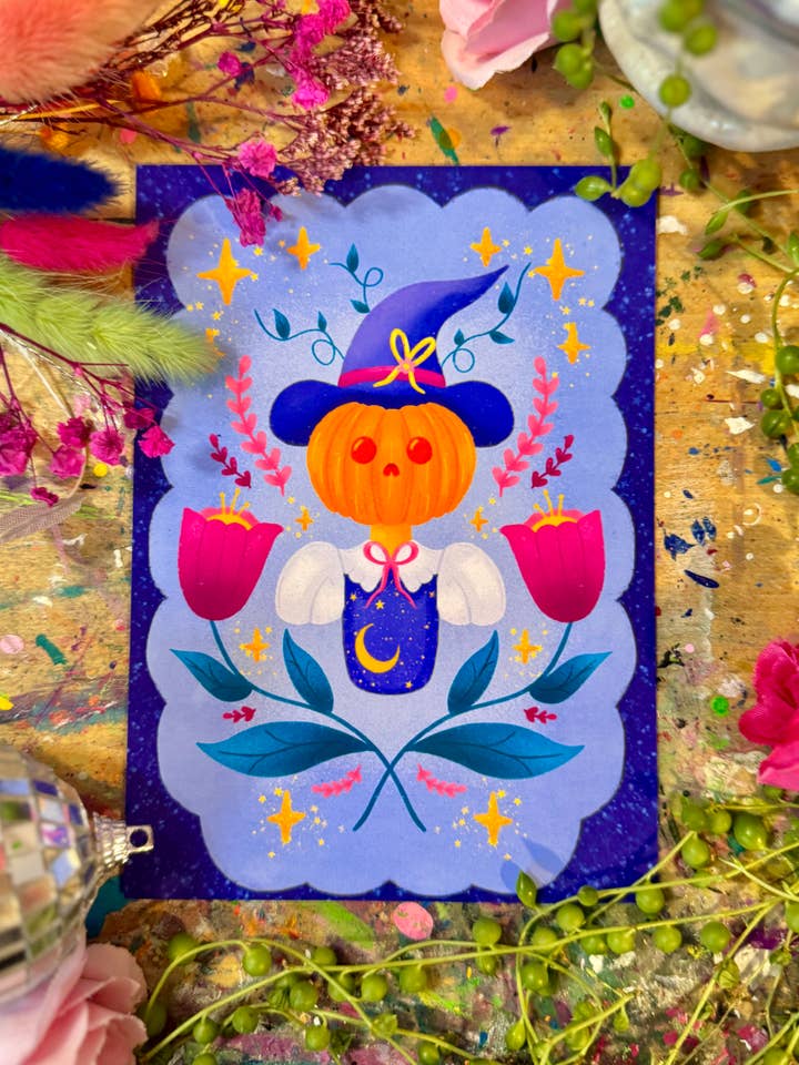 Pumpkin Queen - A6 Postcard for wholesale by Crafted in chaos