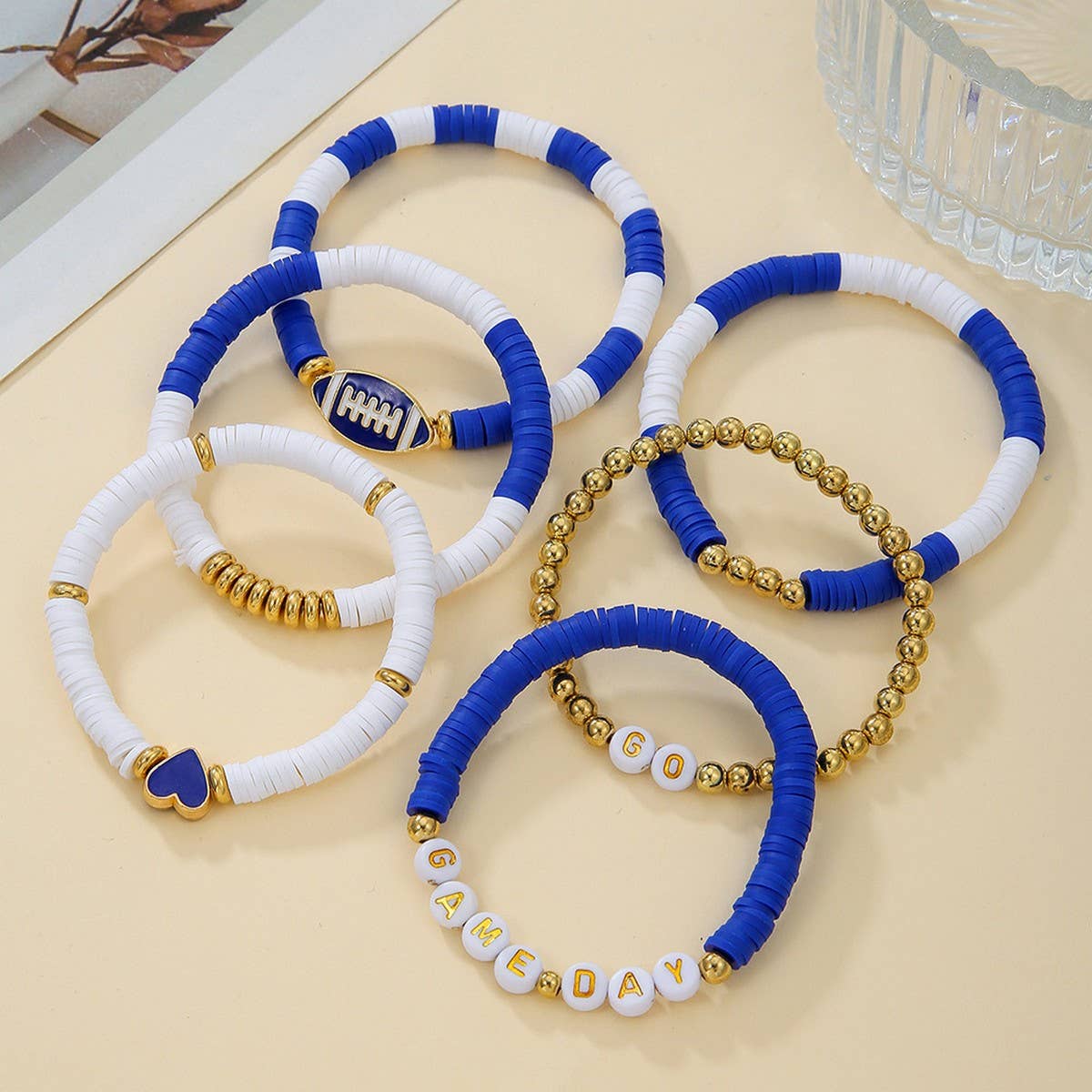 ACCITY - Wholesale Jewelry Set - FOOTBALL HANDMADE SOFT CLAY LETTER BRACELET SET_CWMM353410
