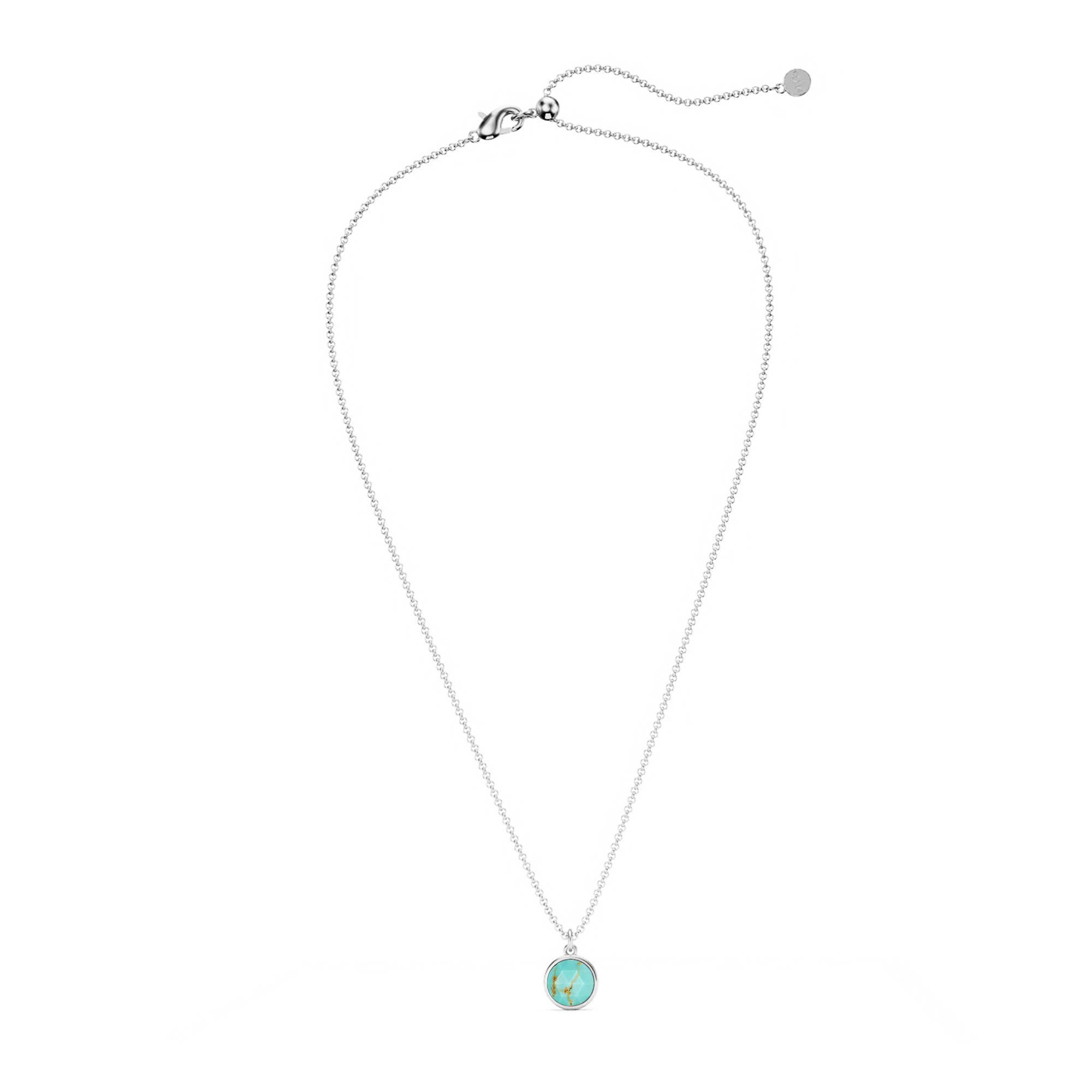 My Jewellery Story – wholesale Pendant/charm necklace – Round Rose Cut Turquoise Pendant Rhodium Plated|5-1362-RTRQ2