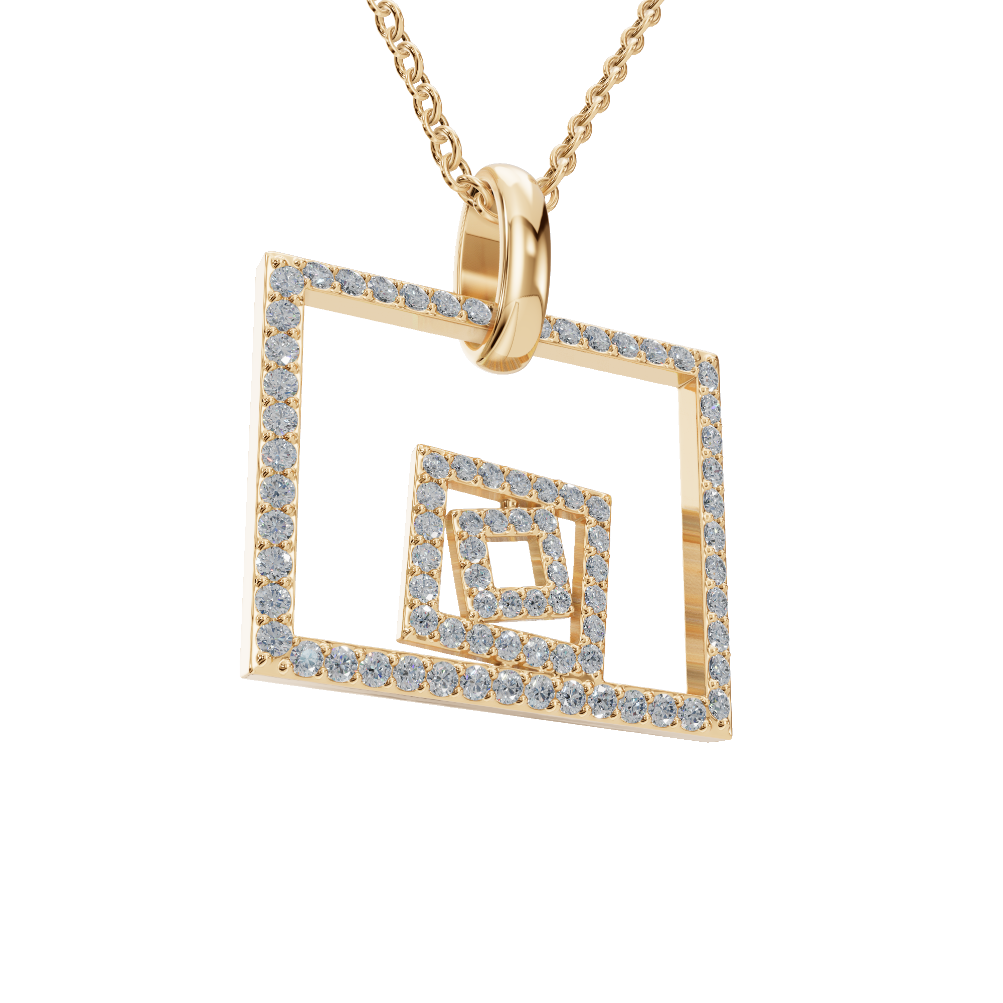 PureYou Jewelry - Vente Colliers à pendentif - Collier carré en diamant en or 14K, collier superposé délicat3