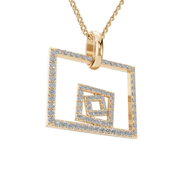 PureYou Jewelry - Wholesale Pendant/Charm Necklace - 14K Gold Diamond Square Necklace, Dainty Layering Necklace3