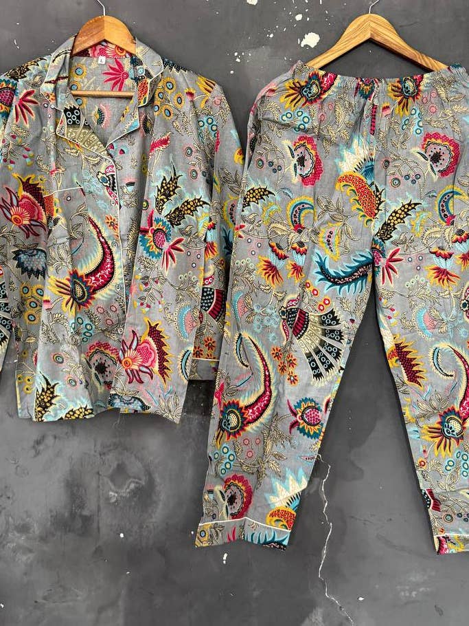 bhavnas boutique - Wholesale Sleepwear Set - Women's - Paisley Printed Cotton Dress Summer Dress Night Suit PJ Sets5