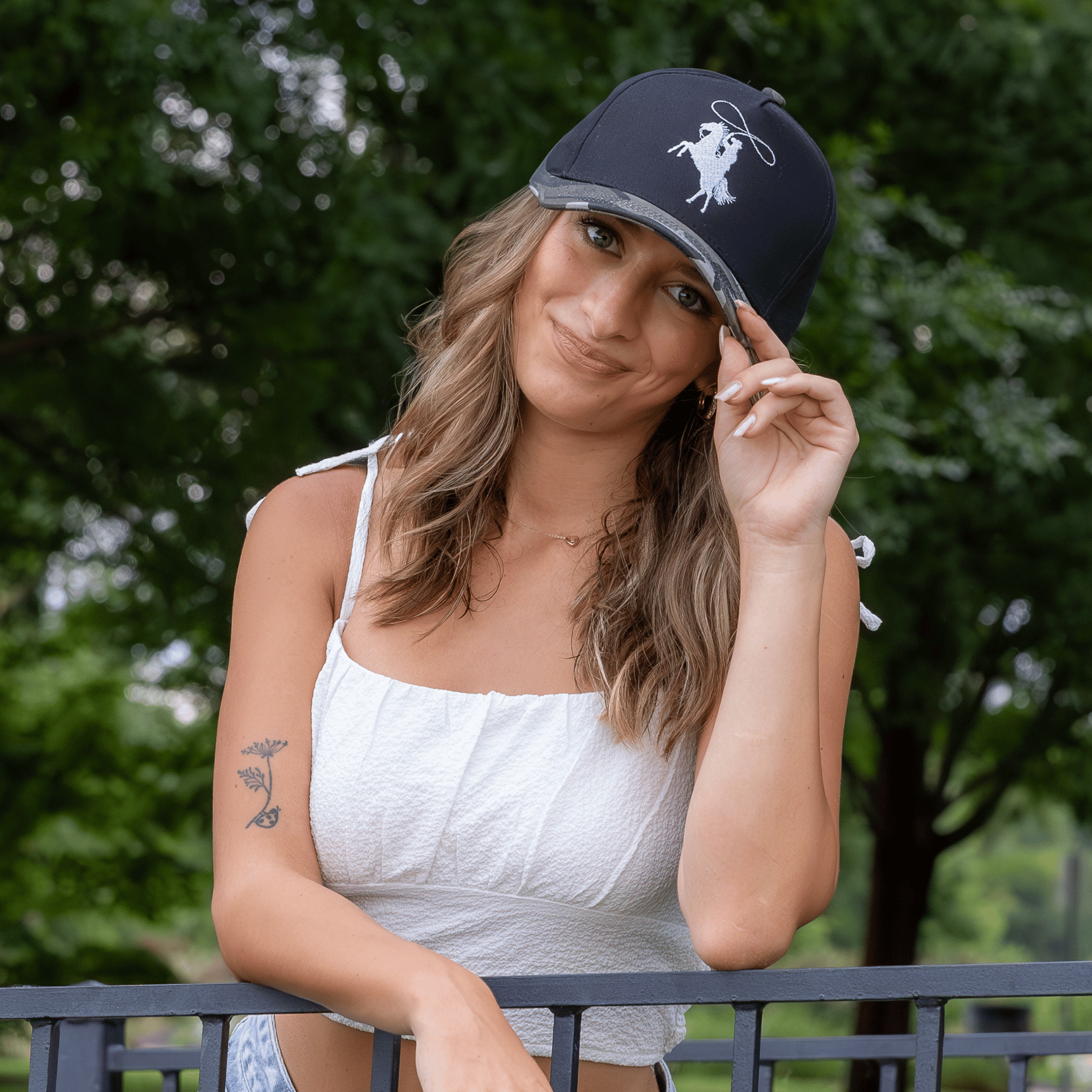 Citizen Row - Wholesale Hat Accessory - Men's - Cowboy Black Hat with Camo Brim2