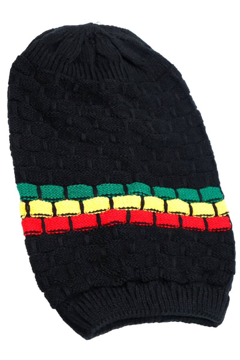 Cap Zone - Wholesale Beanie - Women's - Tri-Stripe Crochet Reggae Dreadlock Rasta Tam8