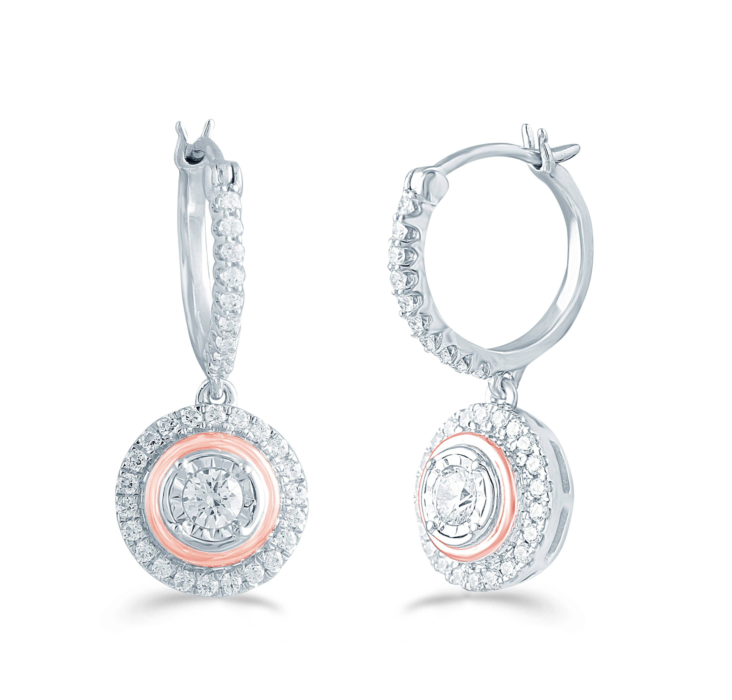 Fifth and Fine - Wholesale Jewelry Set - Set of 2 3/4CT TW Diamond Round Halo Fashion Pendant & Earri4