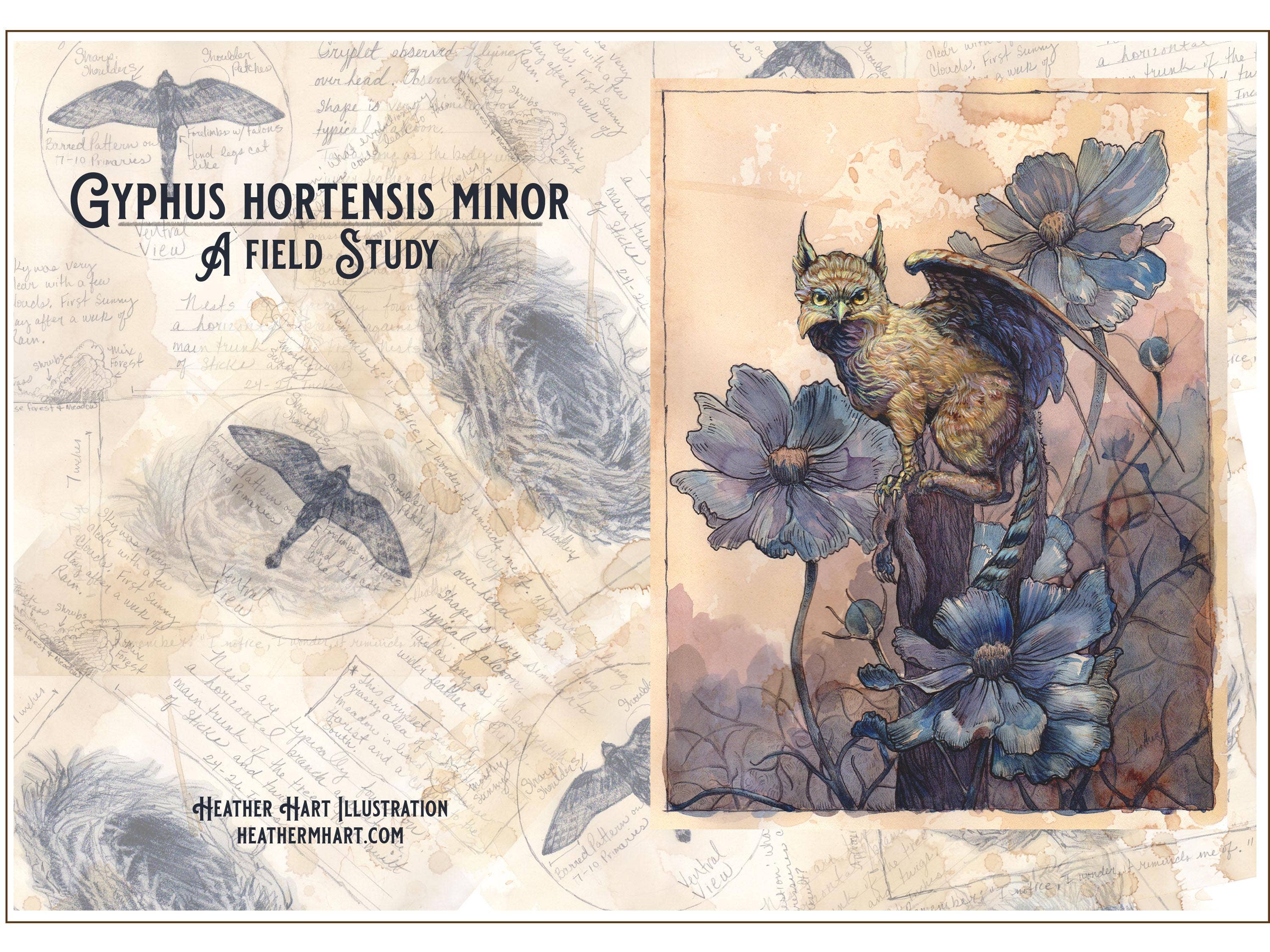 Wings of Fantasy - Wholesale Everyday Greeting Card - Garden Gryplet Greeting Card | Scientific Field Guide Note Card | Dark Academia Blank Card1