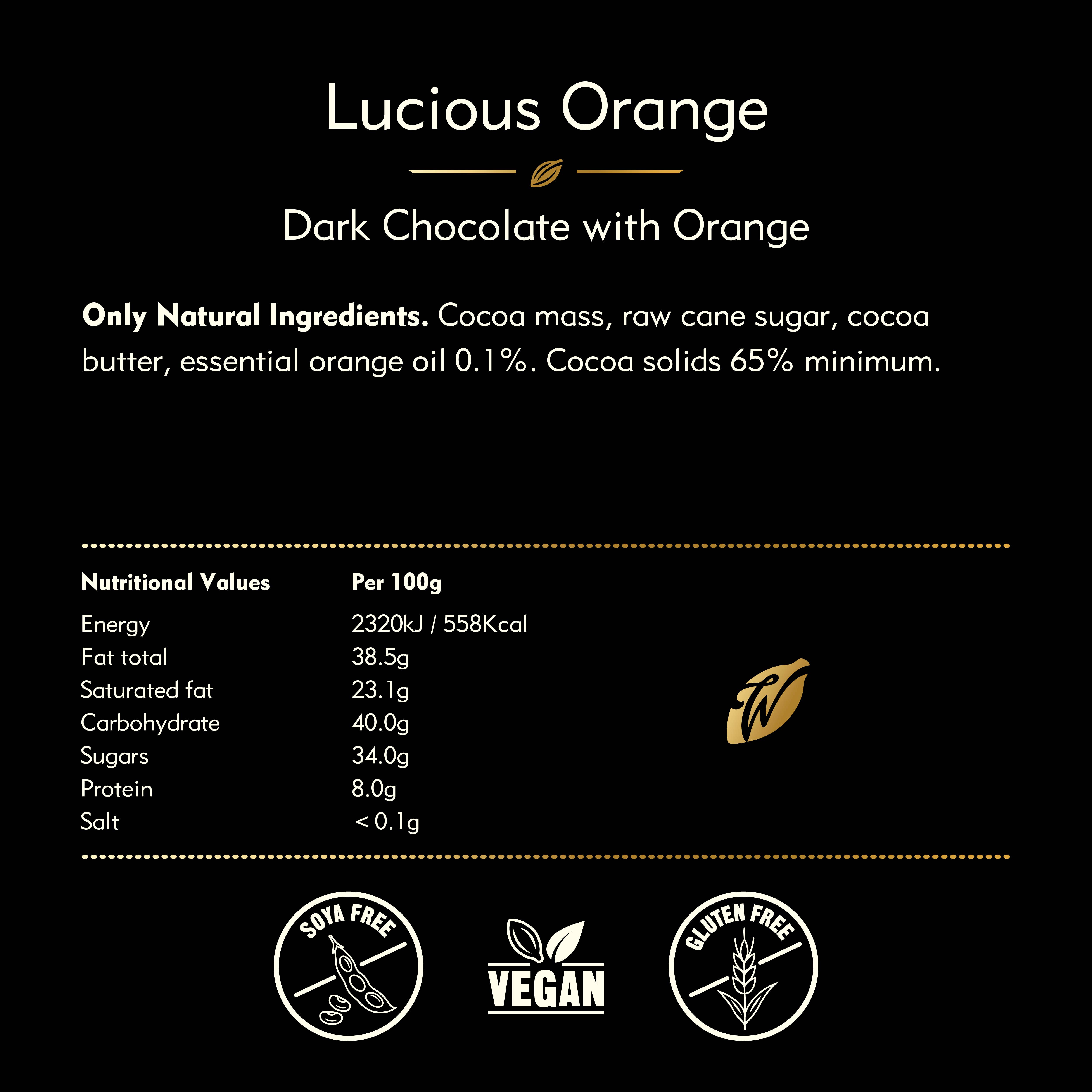 Willie's Cacao USA - Wholesale Chocolate Bar - Luscious Orange. Dark Chocolate with Orange bar. Vegan.4