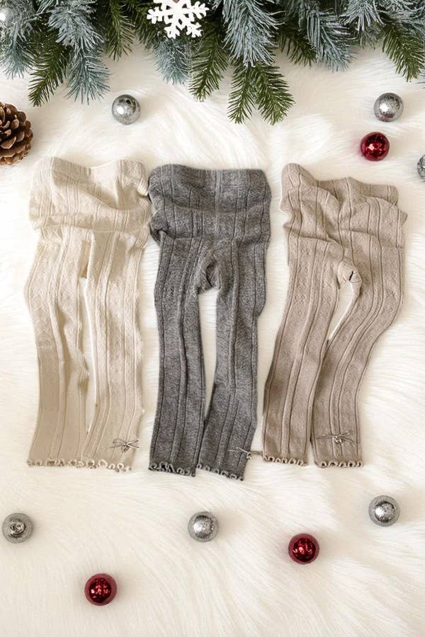 luluclothes - Wholesale Fashion Leggings - Kids - White Knitted socks tight baby girls legging pant 250707M1