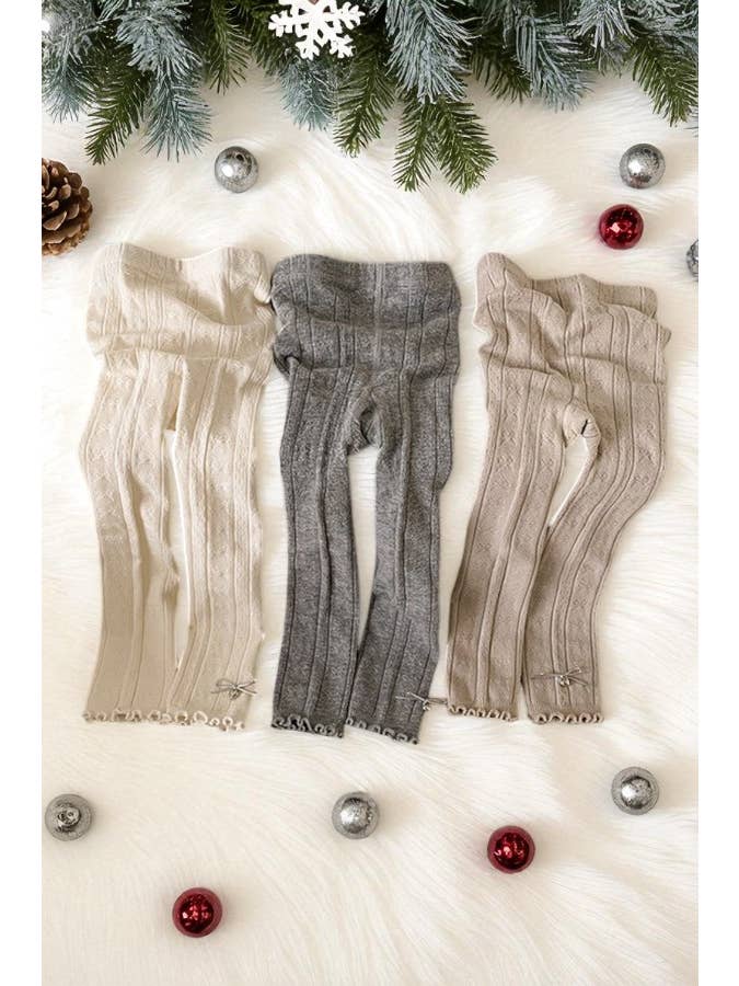 luluclothes - Wholesale Fashion Leggings - Kids - White Knitted socks tight baby girls legging pant 250707M1