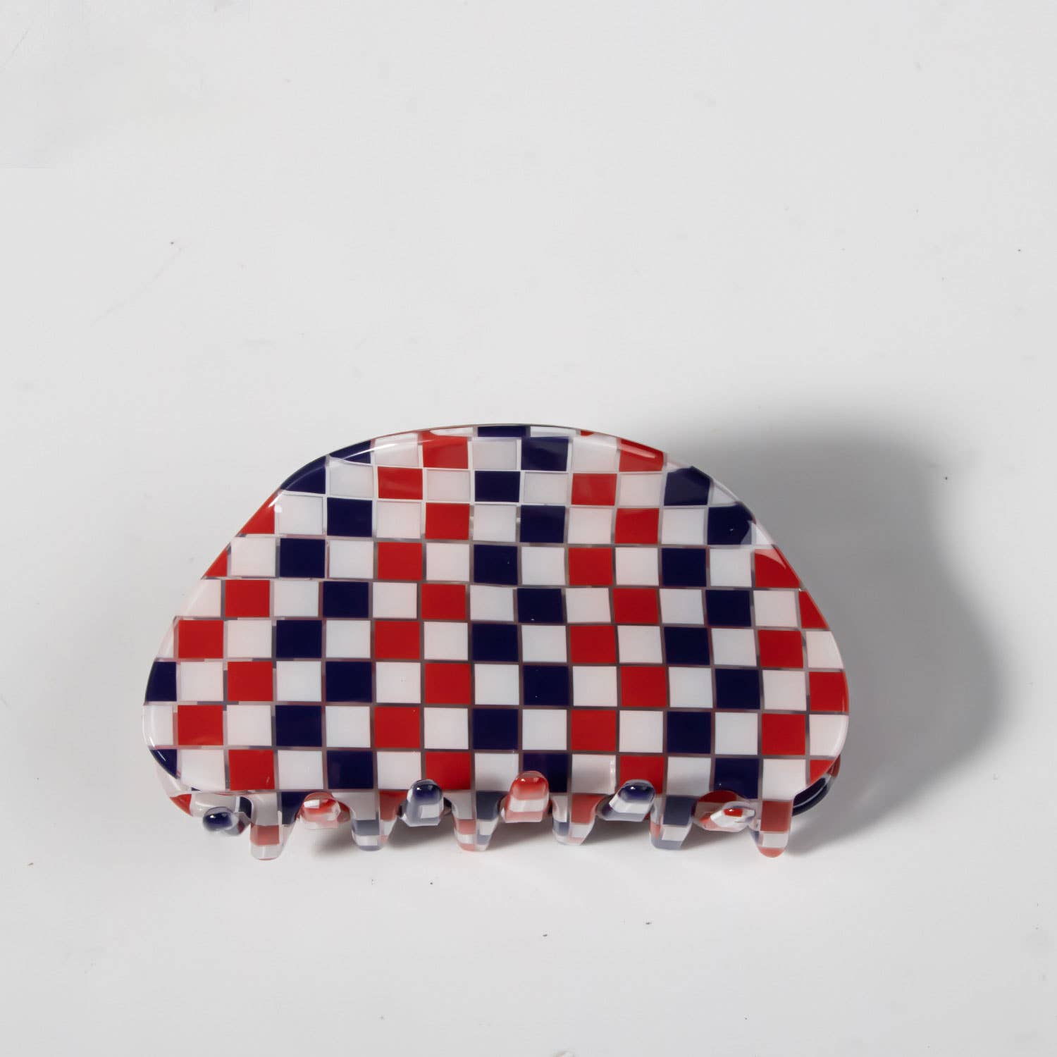 ACCITY - Wholesale Hair Clip - Women's - Checkerboard Acrylic Hair Claw Clip Half Round _CWAHA03268