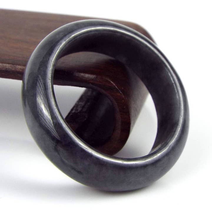 Anel de Jadeíta Natural Preto Cinza Fumaça US 8,75 - 18,8 mm por atacado de Vintagecollection888