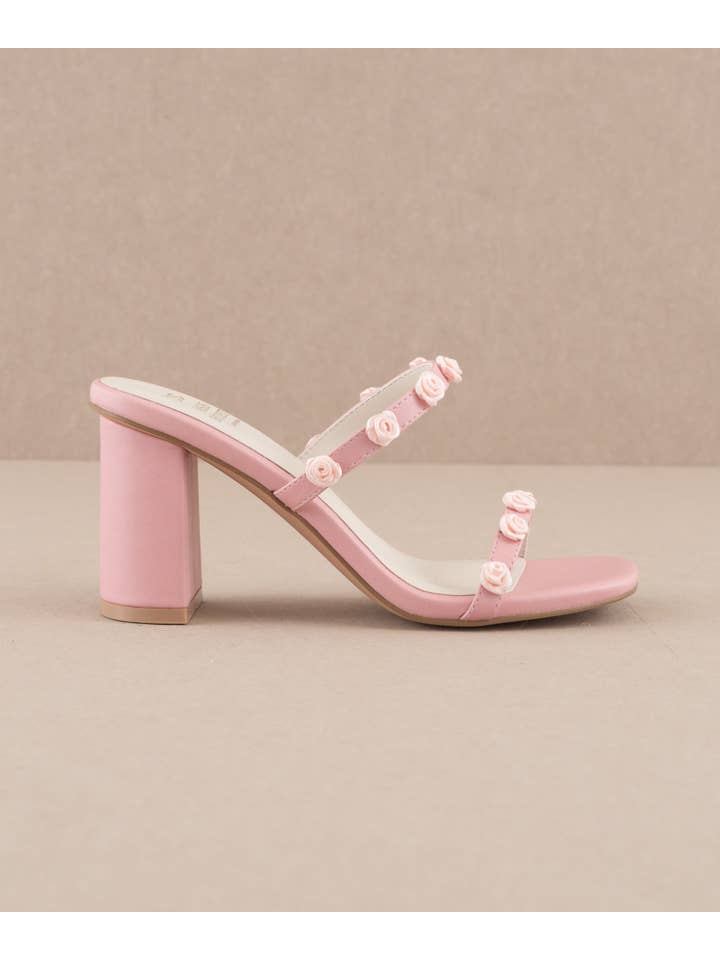 The Nia Pink | Rosette Adorned Heel for wholesale on Faire