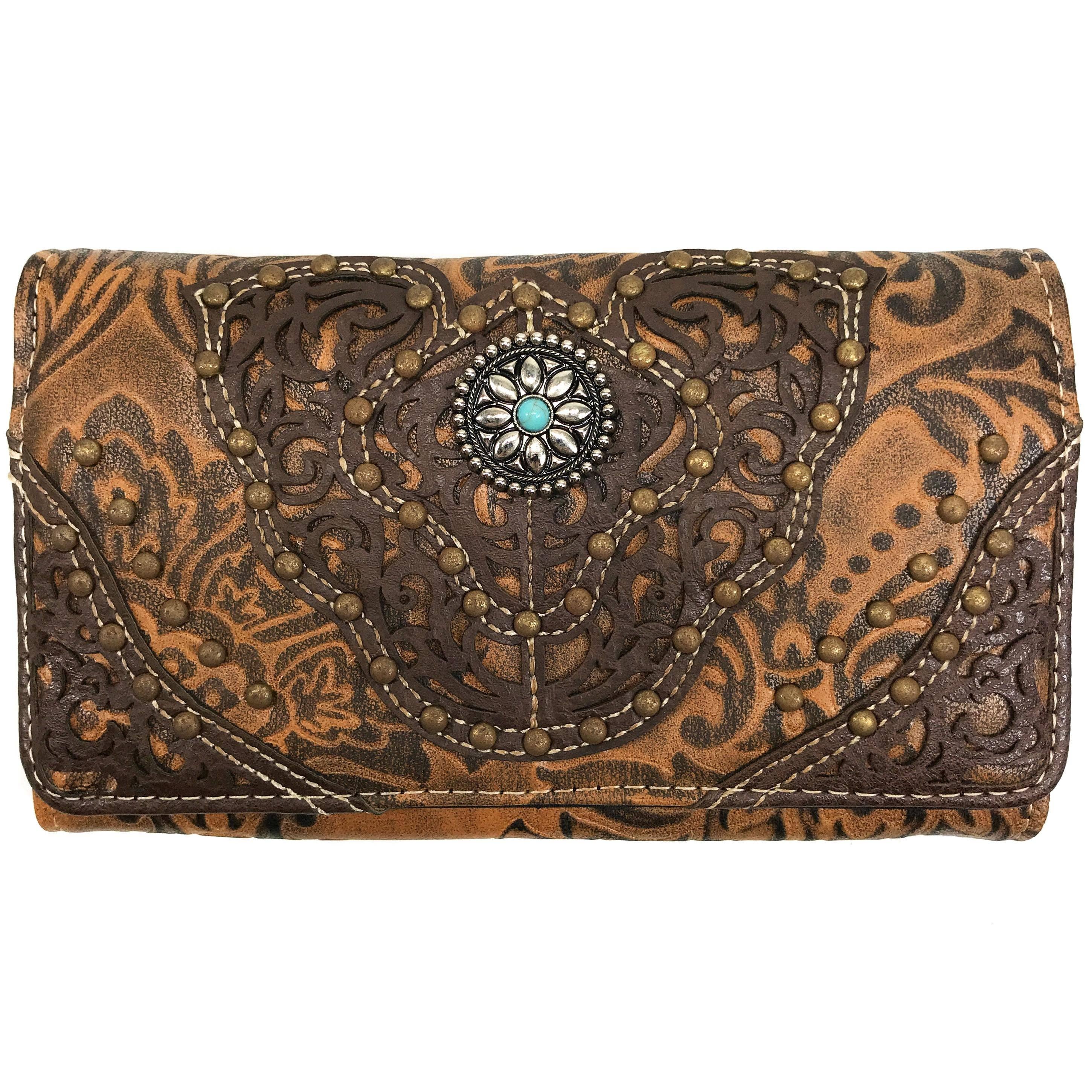 Lunar Deer - Wholesale Wallet - Women's - Women Western Floral Damask Medallion Crossbody Wallet4