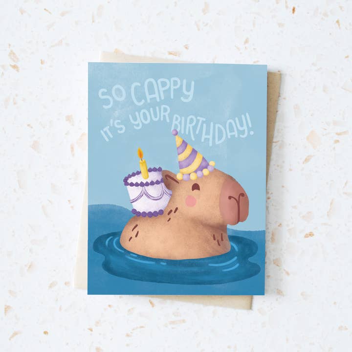 Hop & Flop - Wholesale Birthday Card - Funny Capybara Rodent Birthday Greeting Card