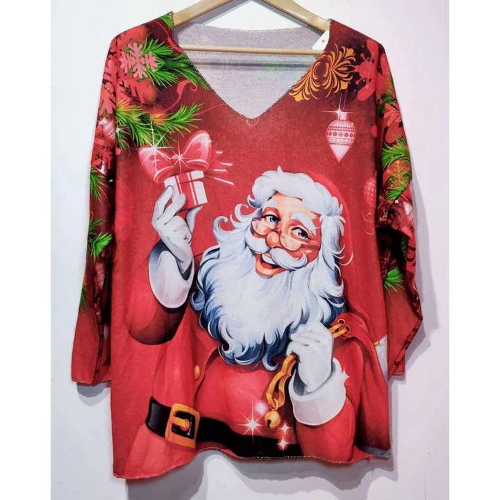 POW5 Italian Cozy Red Santa Gift Sweater One Size LOOWIE for wholesale by LOOWIE