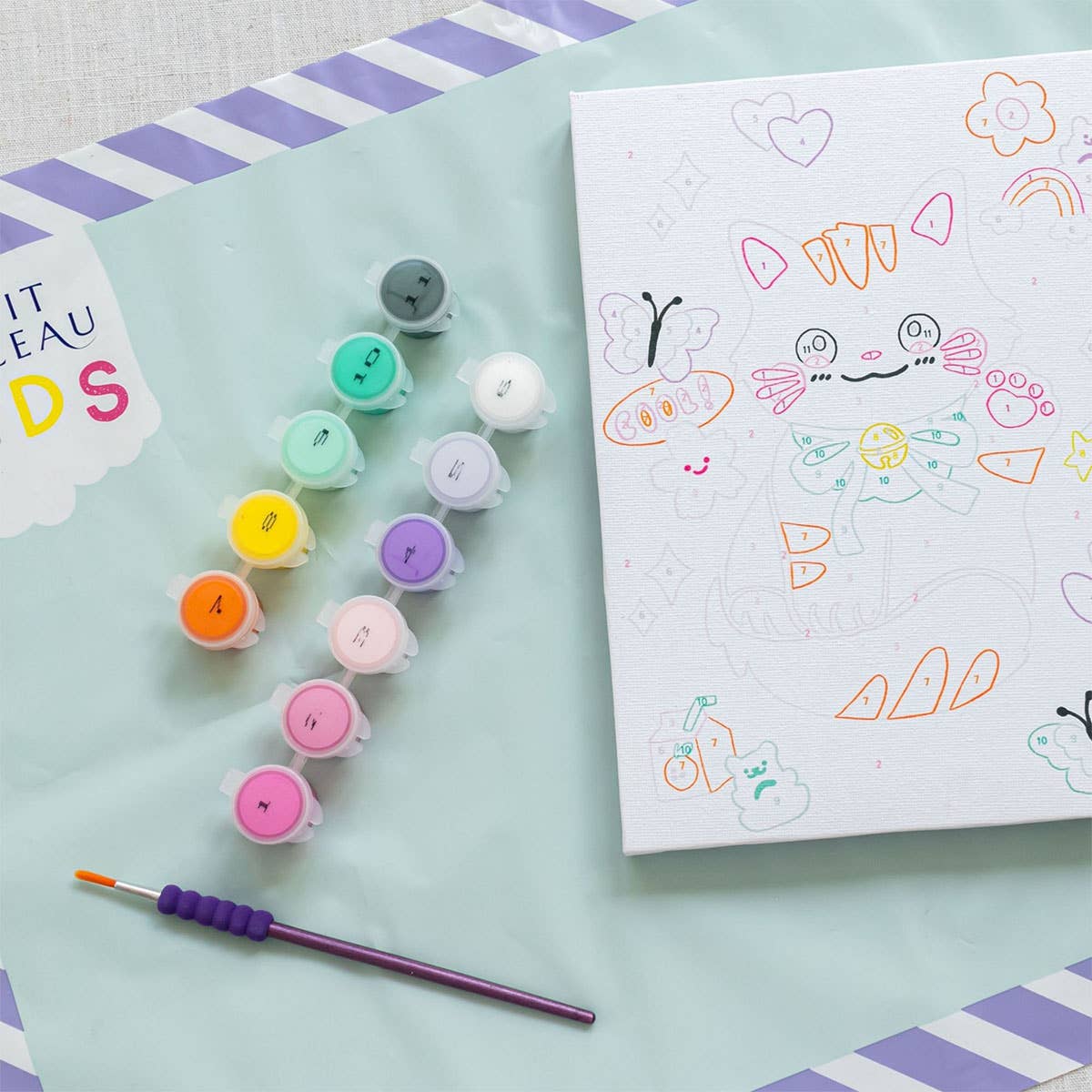 La Petite Épicerie - Wholesale DIY Craft Kit - Kids - Paint by number kit - Maneki Neko Kids Small Brush2