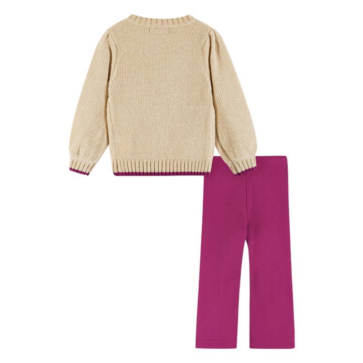Beige Infant 2-Piece Chenille Sweater & Glitter Legging Set | Fall Themed for wholesale on Faire