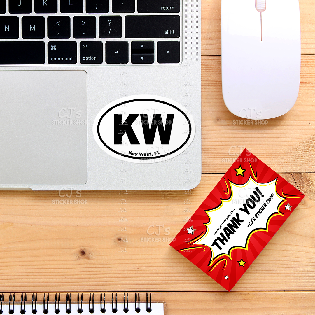 CJ's Sticker Shop - Wholesale Sticker - Key West Florida Oval Sticker Vinyl Decal1