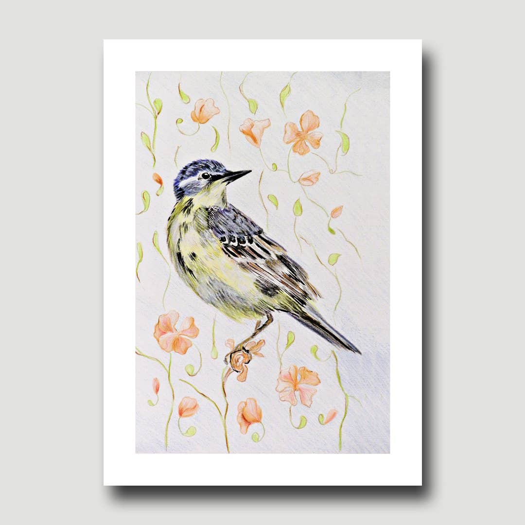 Fine Art For Small Spaces - Wholesale Art Print - Yellow Bird and Blossoms Bird Nature Mini Print1