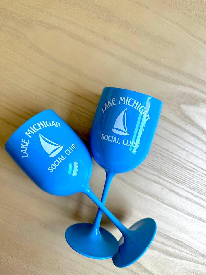 Copo de Vinho Lake Michigan Social Club, Copo Azul por atacado de blush & bubbly