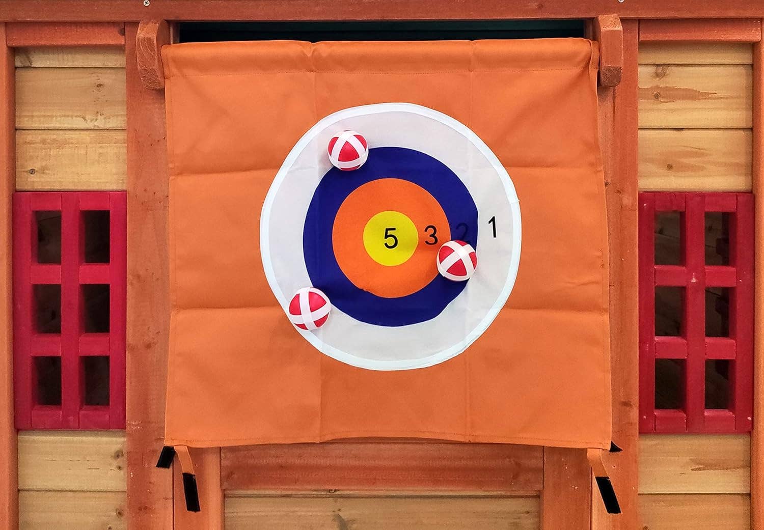 ShipItFurniture - Wholesale Wood Toy - Kids - Wooden Outdoor Playhouse With Awning And Ball Wall6