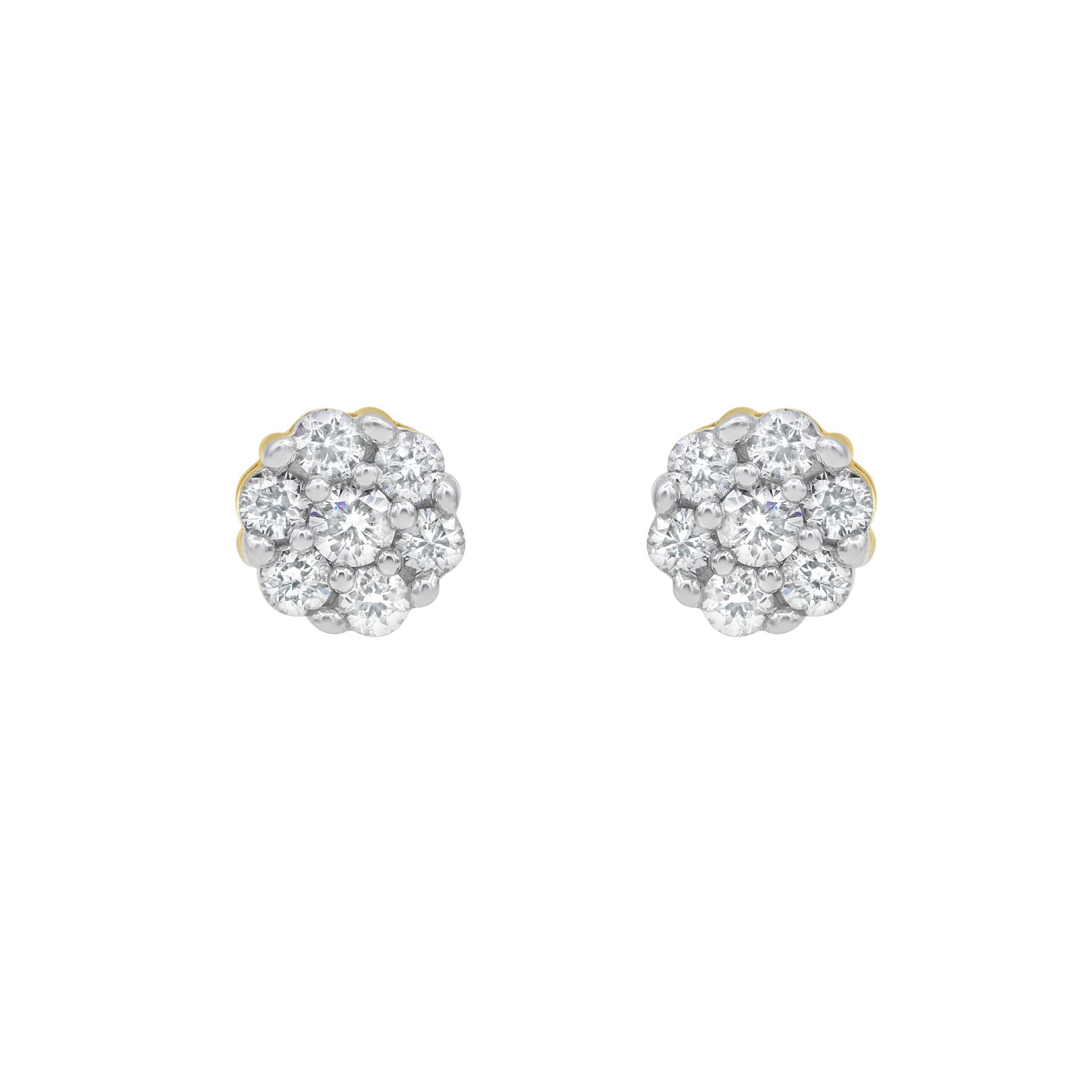 LuvMyJewelry (LMJ) - Wholesale Stud/Post Earrings - Medi Cluster Stud 14K Yellow Gold Diamond Earrings 0.34 ct. tw.2