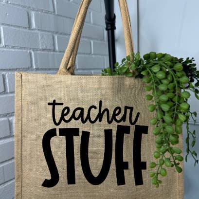 GirlFriends - Wholesale Tote Bag - Women's - TEACHER STUFF Burlap Tote Bag