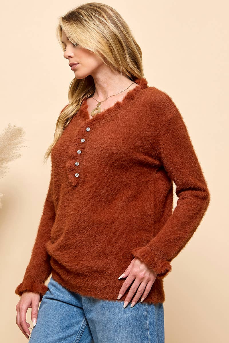 Cezele - Venta al por mayor Jersey de punto - Mujer - Jersey casual de manga larga con volantes11