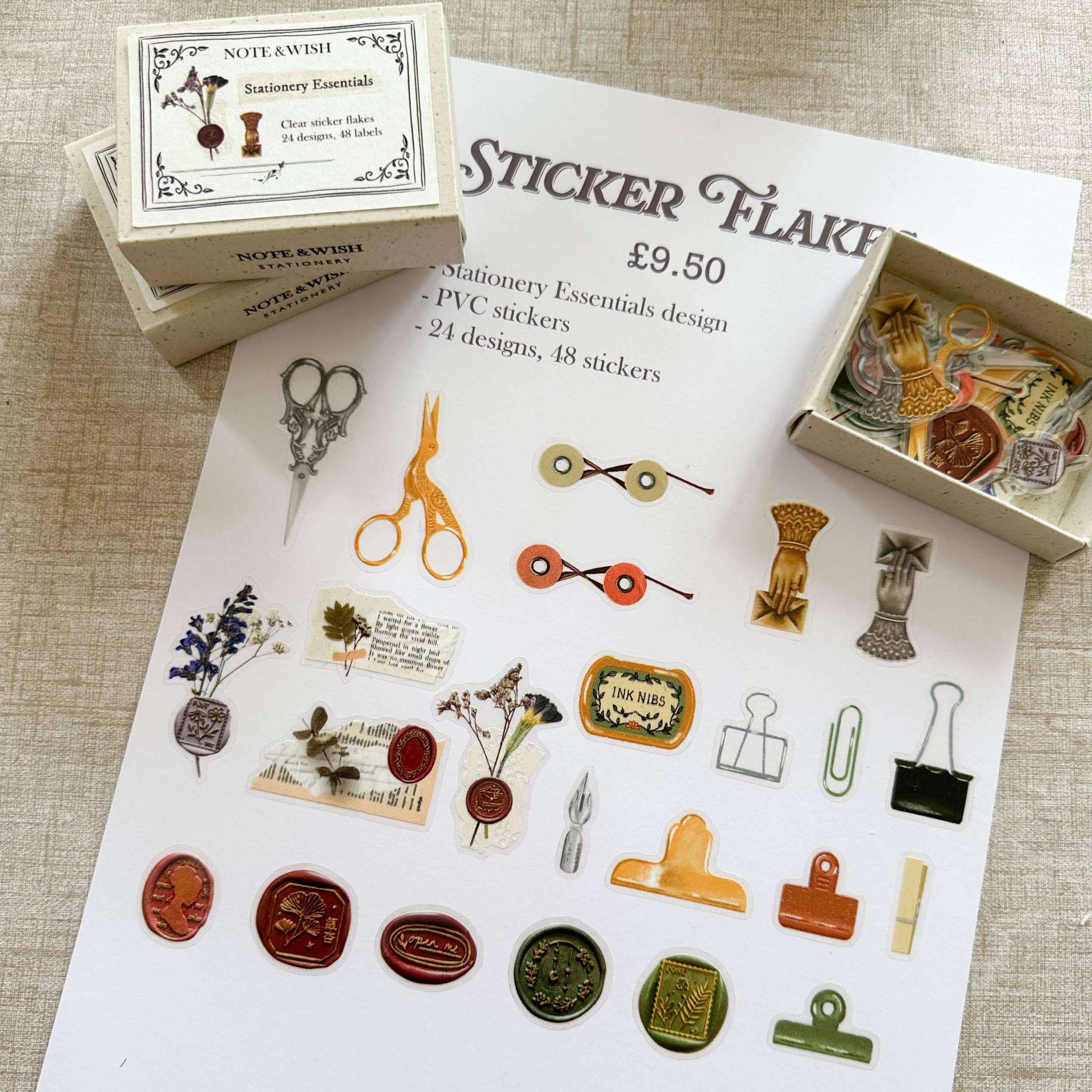 Note & Wish – Adesivo por atacado – Flocos de Autocolantes em PVC Essenciais de Papelaria - 48 Autocolantes1