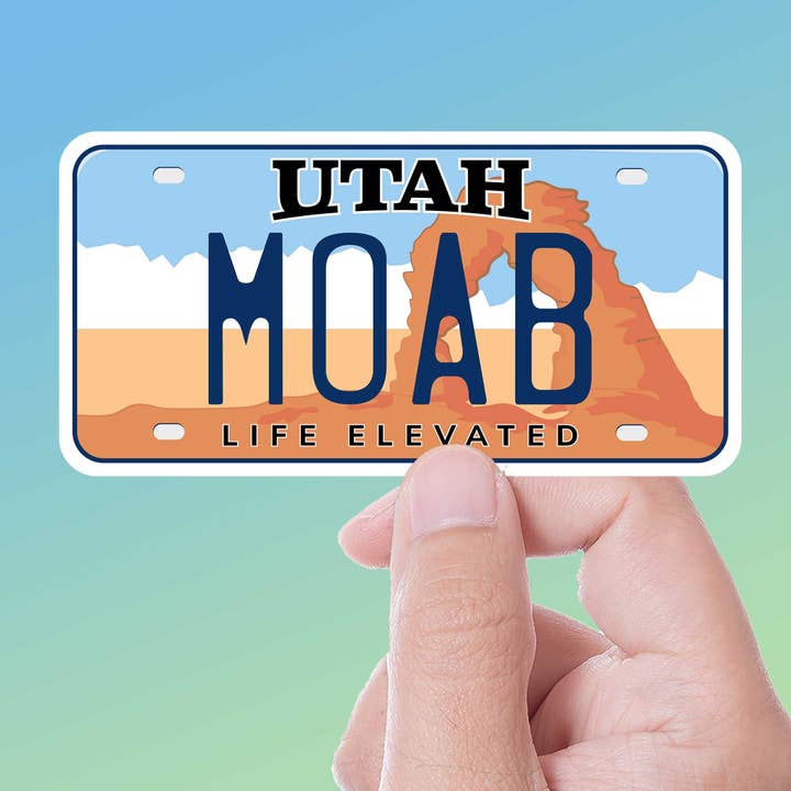 Moab Utah License Plate Sticker for wholesale by Sentinel Supply