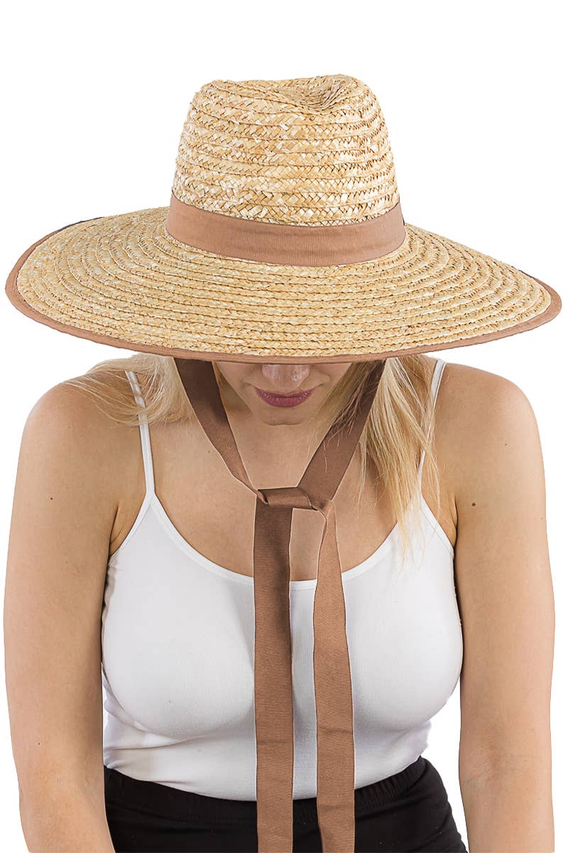 Cap Zone - Wholesale Straw Hat - Women's - Grosgrain Chin Strap Wide Brim Wheat Straw Lifeguard Hat13
